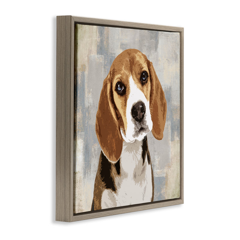 Pet Beagle en attente, H 18 po x l 18 po, Cadre flottant orme Montalcino