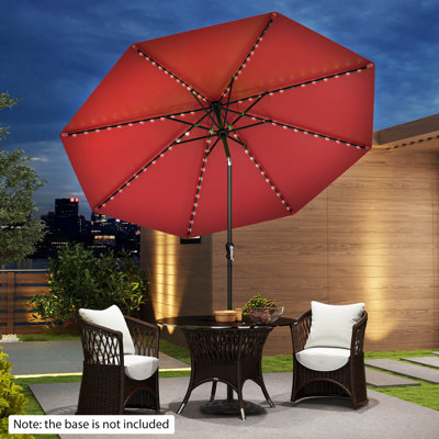 10 FT Solar Patio Umbrella with 96 LED Lights 35° Adjustable Tilt Vented Top