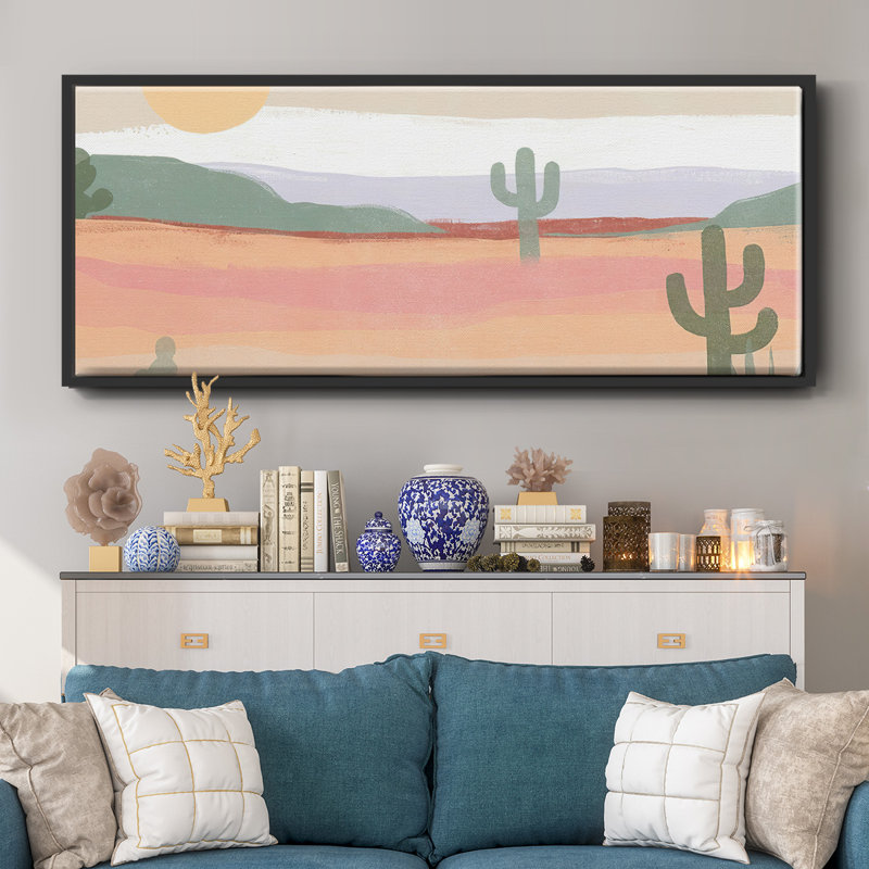 Cactus Plateau II - toile encadrée, H 20 po x l 50 po