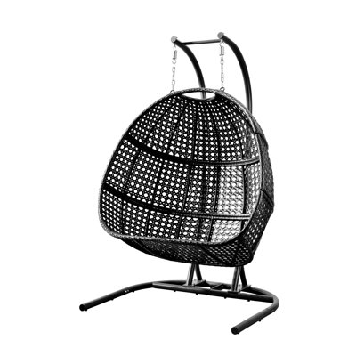 Balancelle en rotin PE avec support, fauteuil suspendu pour deux personnes pour balcon et cour
