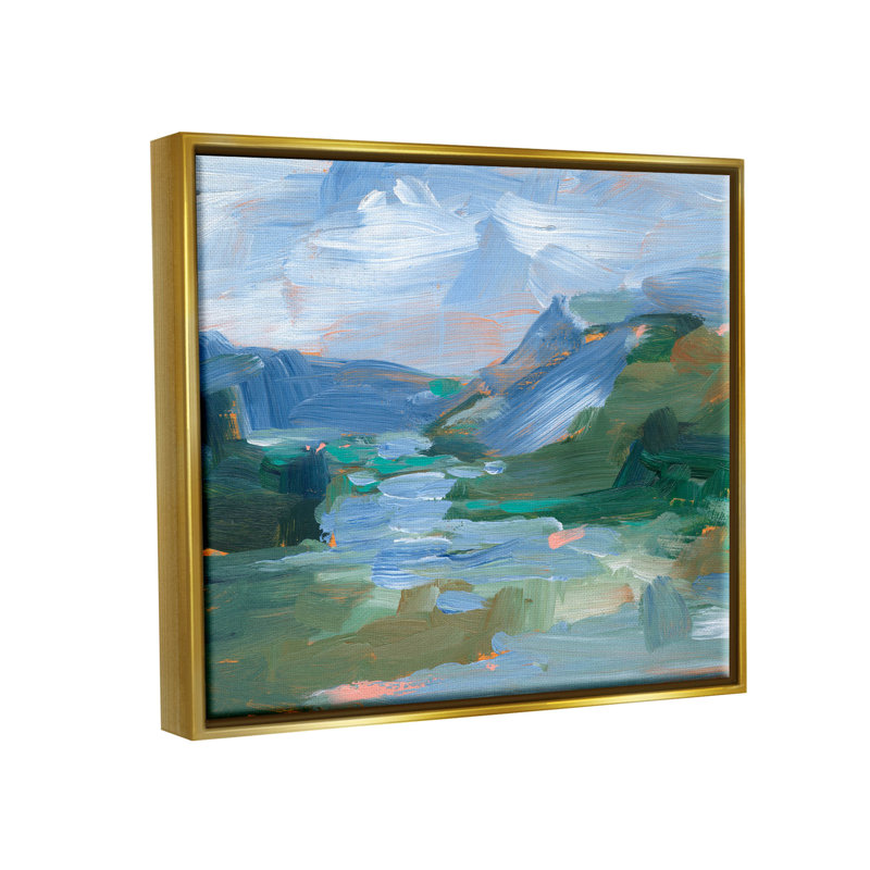 «River Through Mountains Abstract Scene», art mural encadré sur toile flottante par Ethan Harper