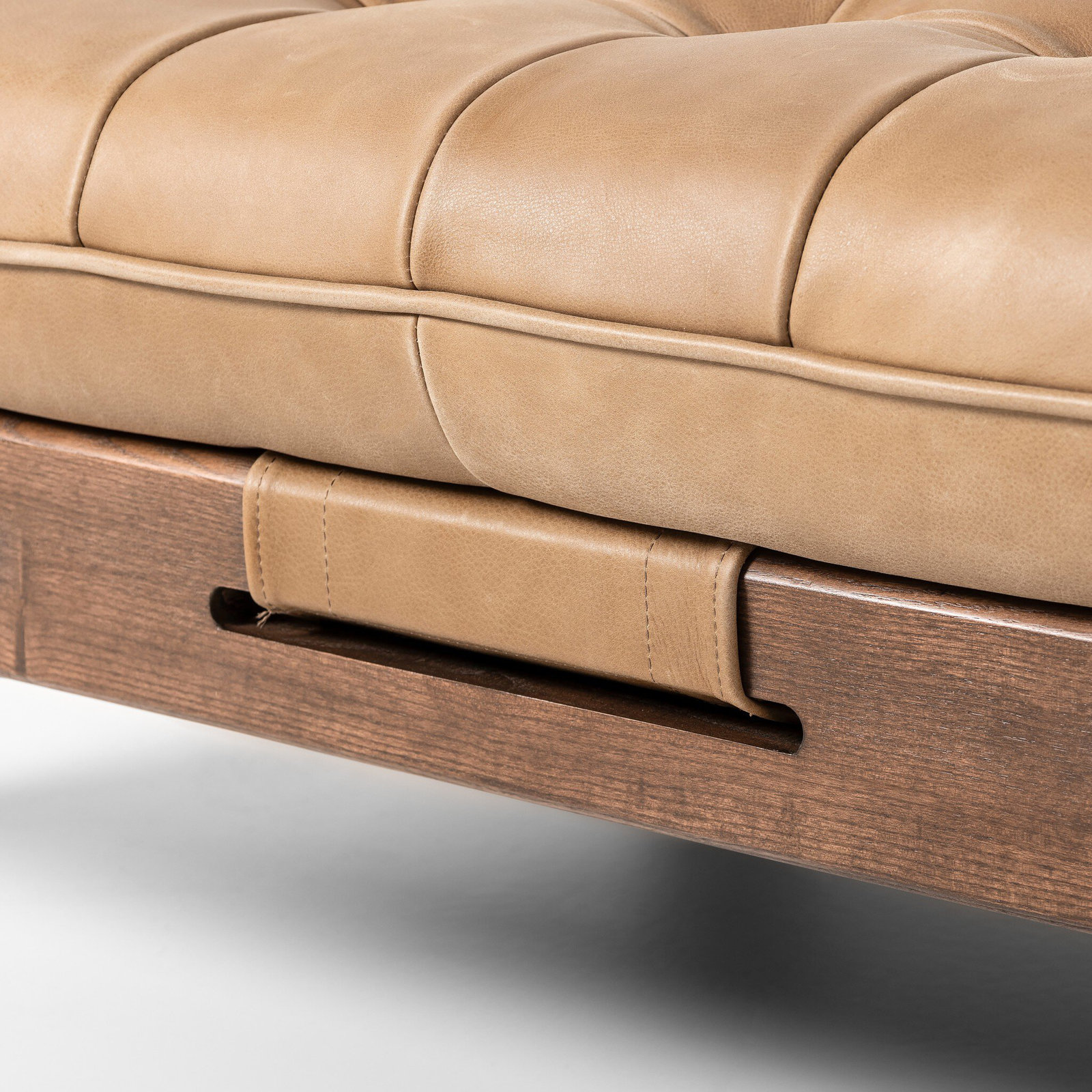 Ellinor 50" Genuine Leather Ottoman, Palermo Drift Genuine Leather