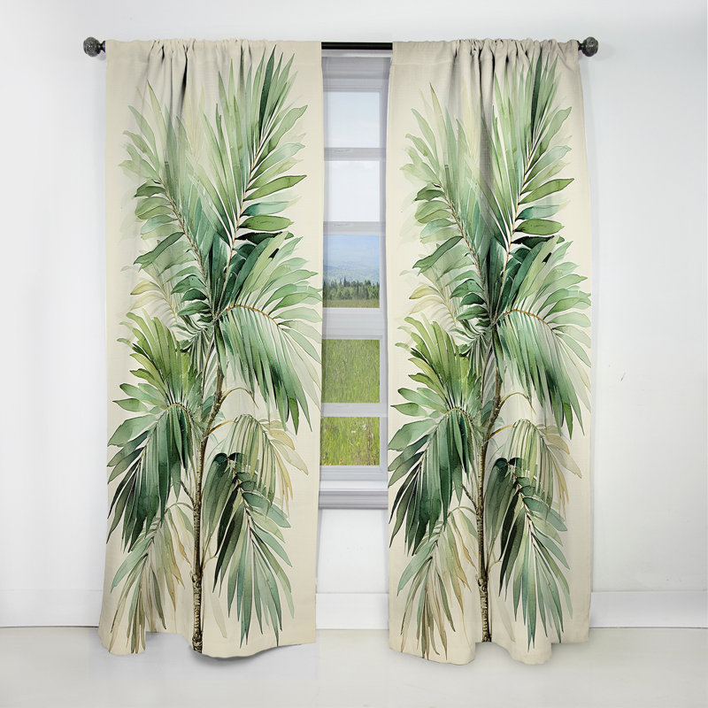 Minimalism Plam Tree Solitude III - Palms & Palm Trees Blackout Curtain - 1 Panel, 52" W x 63" L