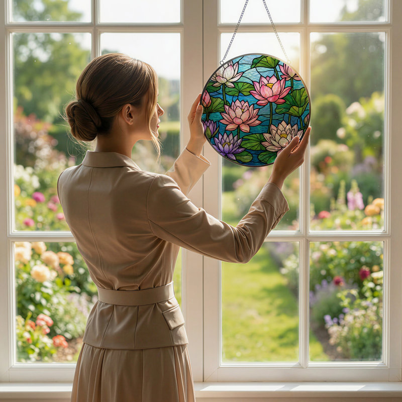 Panneau de vitrail en verre coloré H 7,8 po, H 7,8 po x l 7,8 po
