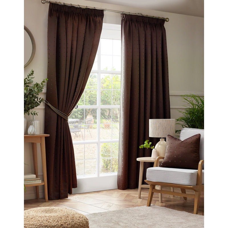 Norush Madison Pencil Pleat Curtains, Chocolate, 117cm Width x 183cm Drop