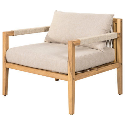 Wood And Beige Rope Patio Seating Solution With Cozy