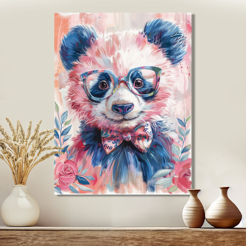 Curieux rose panda noir, portrait II, H 34 po x l 44 po, Toile tendue