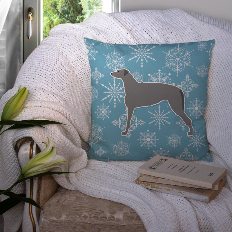 Coussin intérieur/extérieur en flocons d’hiver, H 14 po x l 14 po x P 3 po