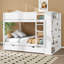 Lit superposé double au-dessus de double avec tablettes de rangement, structure de lit superposé en bois avec 2 tiroirs et armoire à couches multiples-592936198-592936199