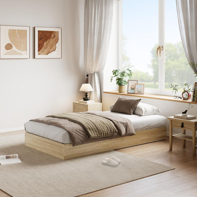 Lit plateforme simple en bois massif taille XL avec lattes en bois