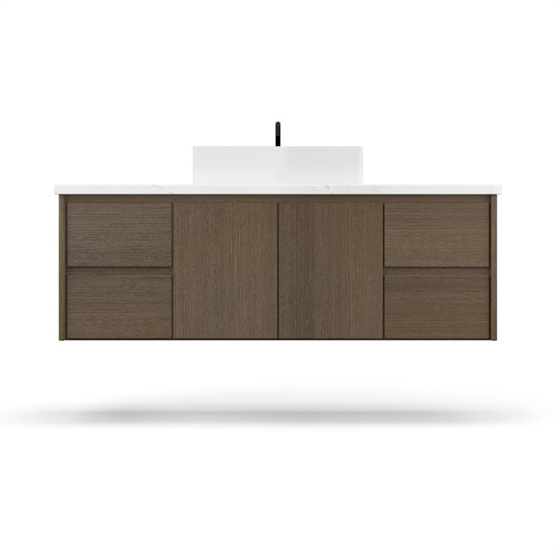 Gilded Single Extra Wide Bath Floating Vanity, Smoked Modern, 54"