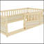 Lit simple au sol avec barrière et porte de haute sécurité, conception en bois Montessori pour la chambre à coucher