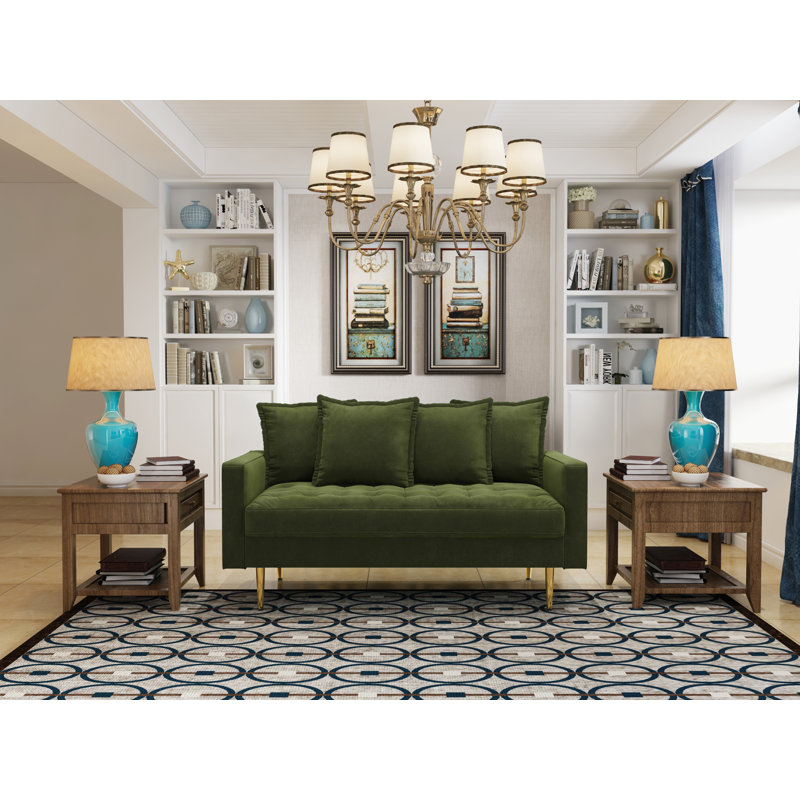 Madalinn 58'' Velvet Loveseat, Olive Green Velvet