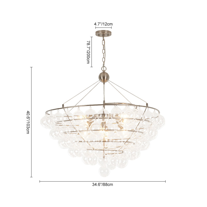 Elegant 8-Light Clear Bubble Glass Chandelier