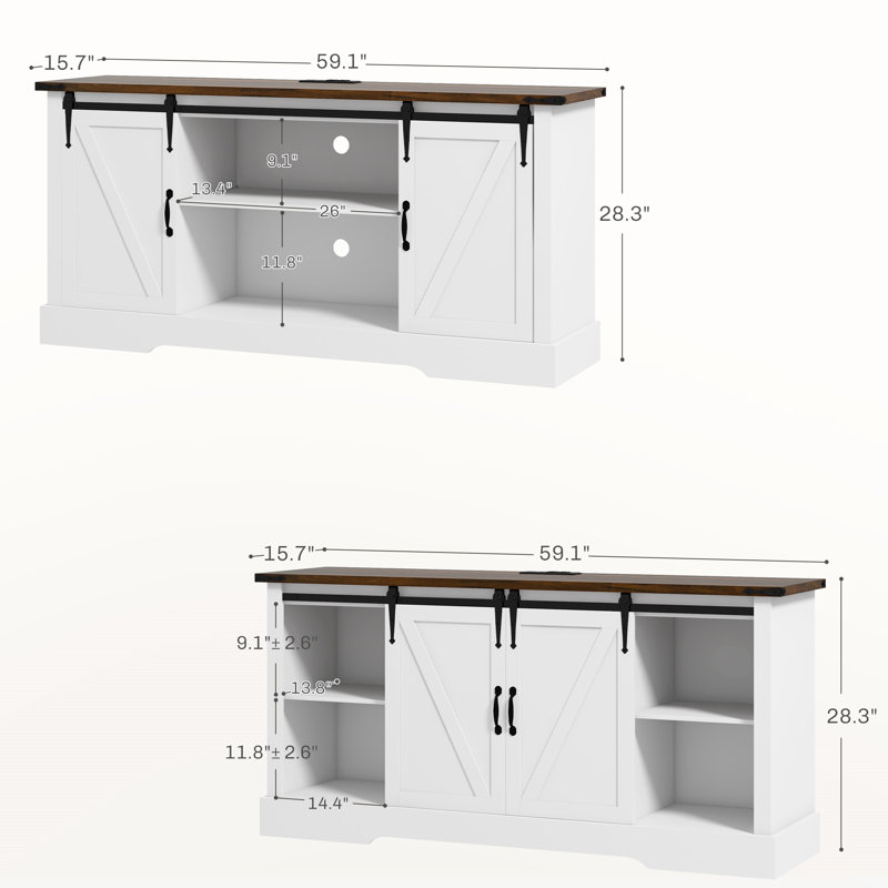 White Particle Board Sideboard Buffet Cabinet with Charging Station