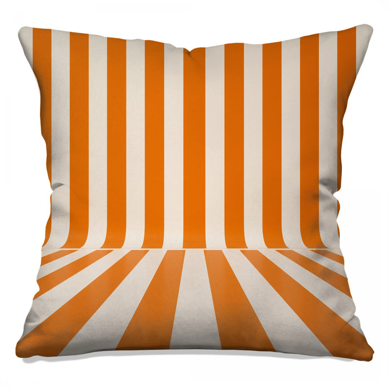 Coussins décoratifs orange et blancs à rayures verticales, 26 po x 26 po