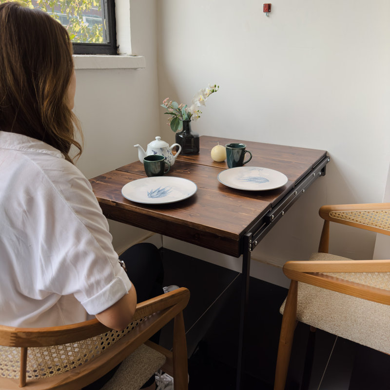 Multi-Functional Murphy Wall Table with Bookshelf – Space-Saving Foldable Table for Small Spaces, Tiny Homes & Caravans