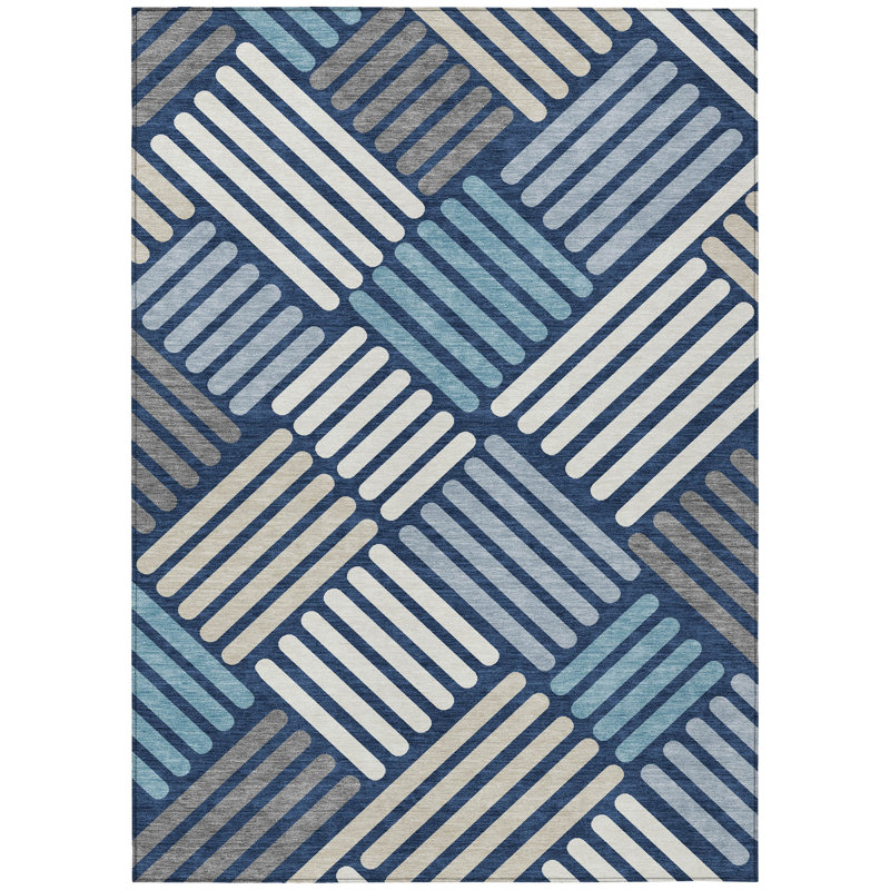 Machine Washable Indoor/Outdoor Bourkelands ACN2339 Geometric Rug, Rectangle 9' x 12'