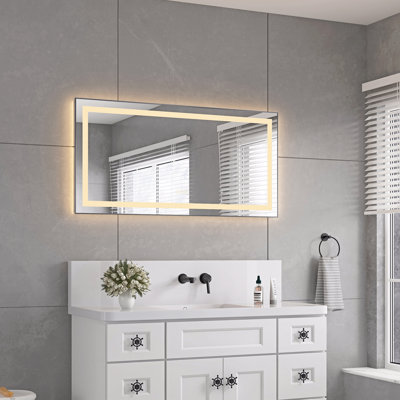 Miroir d'appoint 48 po x 24 po avec miroir en aluminium pour salle de bain