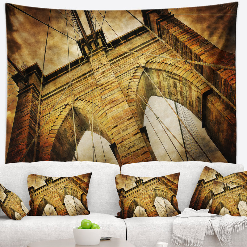 Tapisserie du pont de brooklyn vintage, H 50 po x l 60 po