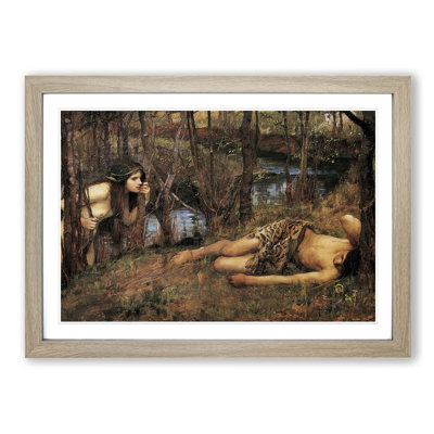 With a Nymph by John William Waterhouse - Framed Print