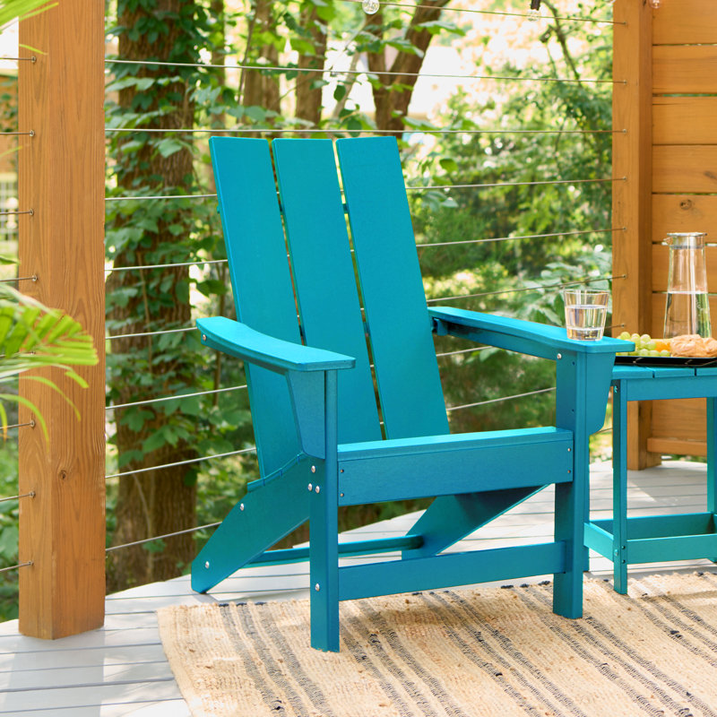 Chaise Adirondack moderne en plastique Arenijus, Bleu