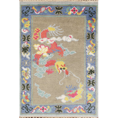 Tapis décoratif art déco indien fait à la main 2 x 3
