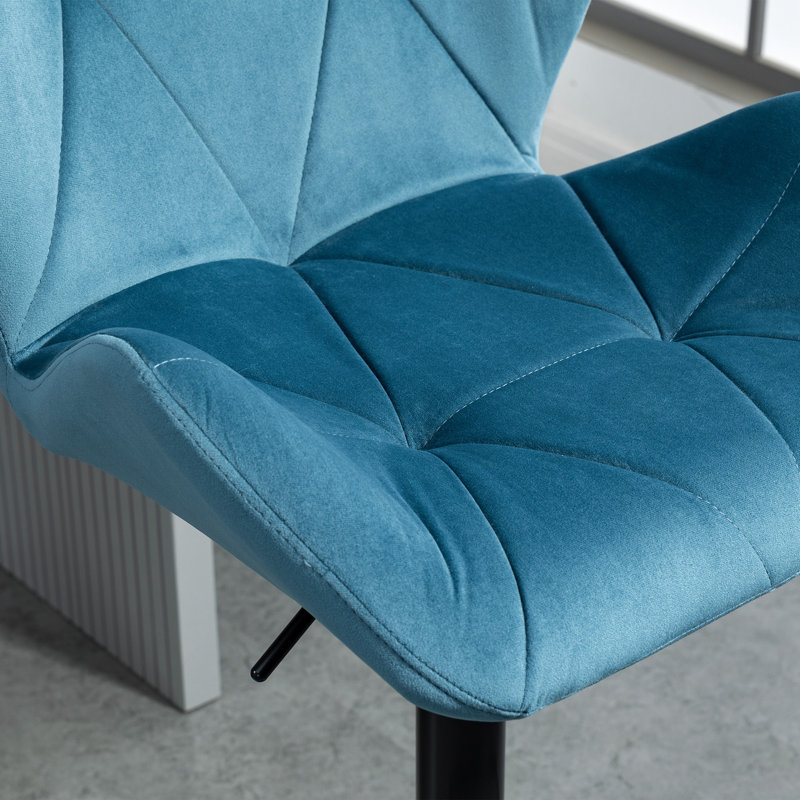 Chetopa Swivel Upholstered Adjustable Height Counter Stool with Metal Frame, Blue