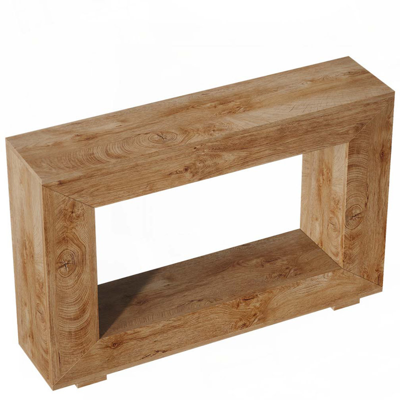 Console Farmhouse avec rangement, tablette ouverte, Bois naturel