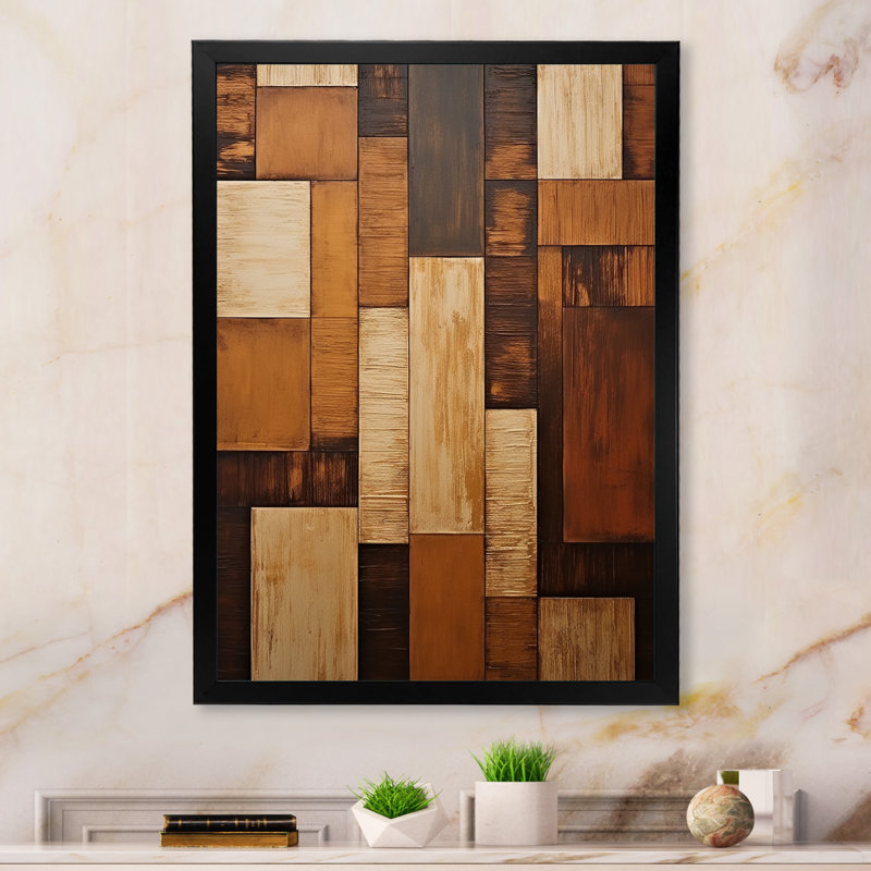 Bronze brillance Symetry I - formes abstraites, art mural, salon, H 32 po x l 24 po x P 1 po, Cadre simple noir