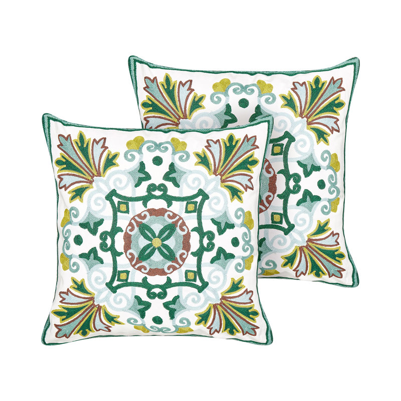 Diego Geometric Green Square Cushion