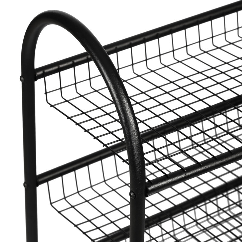 Stylish Shoe Cabinet, Black Metal Frame, 27.2 x 11.8 x 7.9 inches | 100% Durable Metal, Thickness: 0.3 inches | Space-Saving Design, Easy to Assemble, Perfect for Entryway & Closet Organization