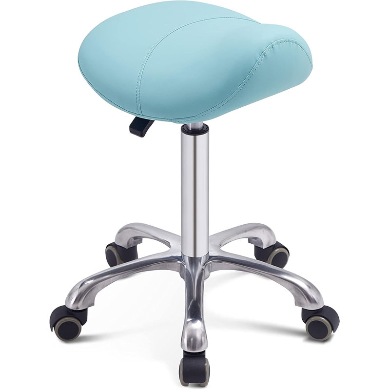 Adjustable Height Ergonomic Industrial Stool, Blue