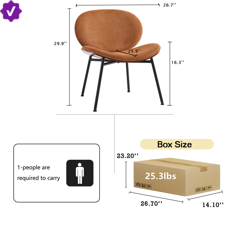 Ensemble de chaises de salle à manger Mid-Century en tissu (ensemble de 4), Orange