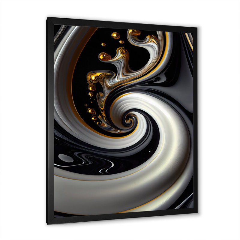 Vitrail doré noir et blanc VI - reproduction sur toile, Impression noire sur toile encadrée, H 32 po x l 24 po x P 1 po