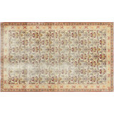 One-of-a-Kind Hand-Knotted 1960s 4'4" x 7' Wool Area Rug in Beige/Red/Yellow