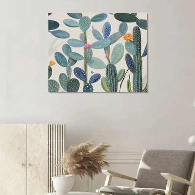 Illustration de cactus, cadre en bois intégré, art mural, 16 x 20