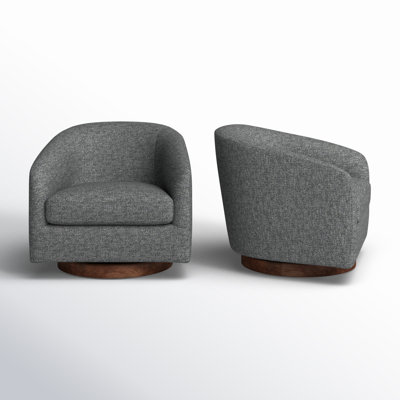 Bennett Linen Swivel Barrel Chair