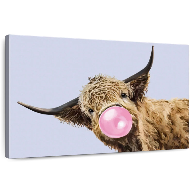 Bubble Gum Highland Cow, H 34 po x l 51 po