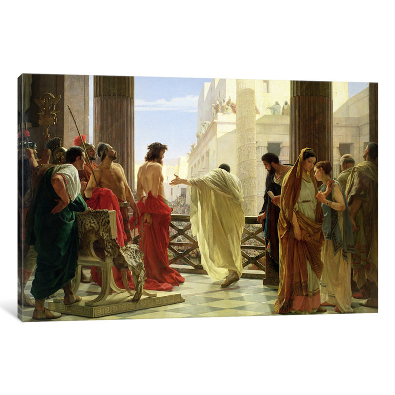 «Ecce Homo» par Antonio Ciseri, reproduction d'art sur toile tendue, H 26 po x l 40 po x P 1,5 po, Pas de tapis, Toile tendue