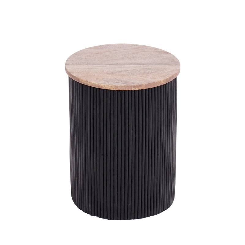 Solid Wood and Rattan End Table