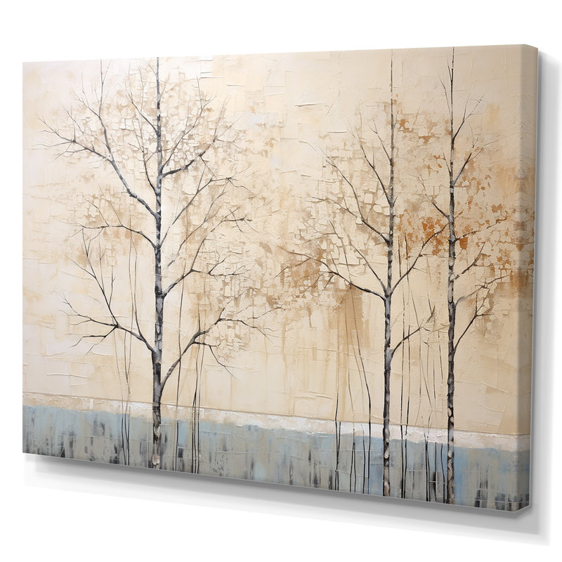 Harmonous beige arbre IV sur toile, H 12 po x l 20 po x P 1 po, Toile tendue