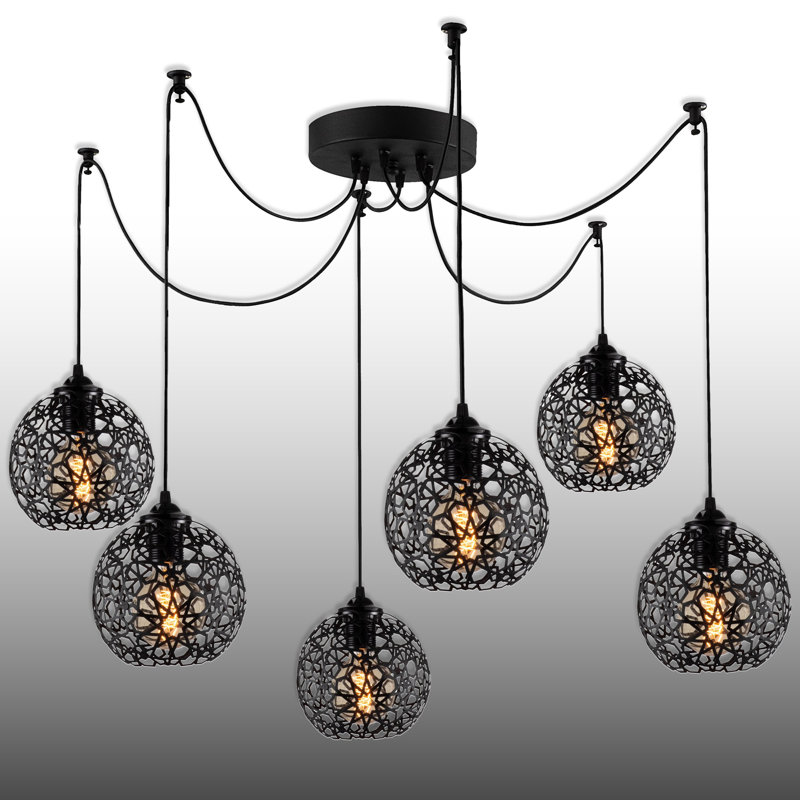 Adjustable Height Metal Body 6 Lights Chandelier