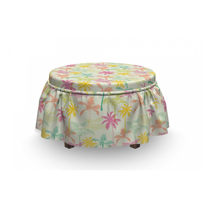 Ensemble de housse pour repose-pieds de coussins carrés 2 pièces palmier tree