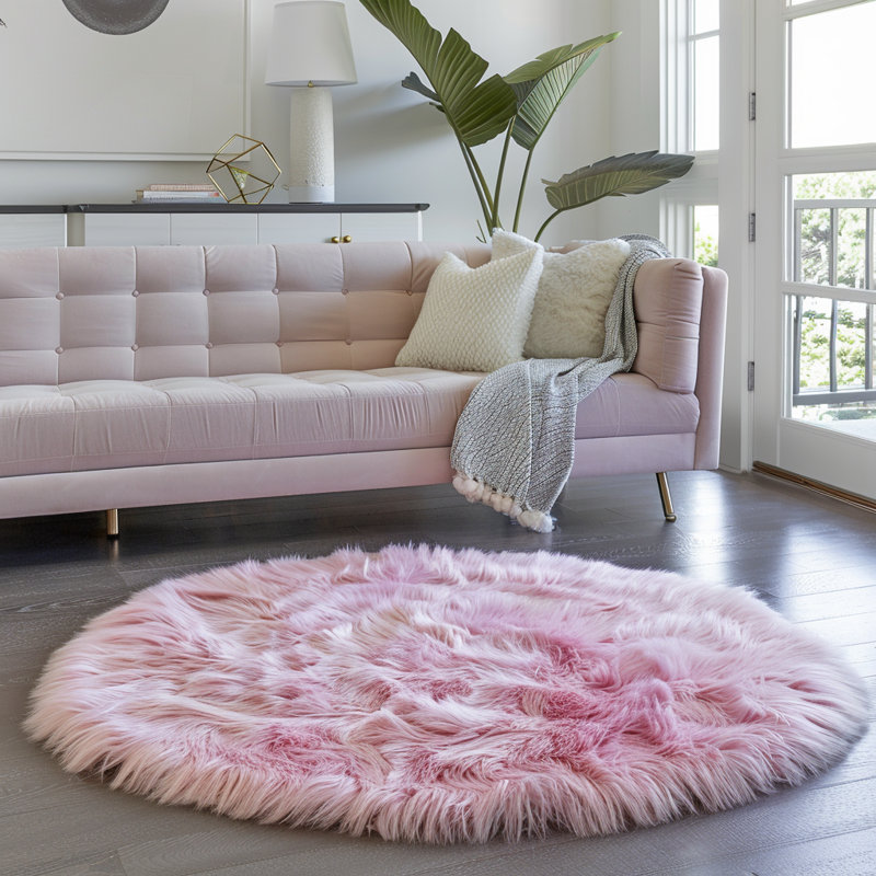 Divion Faux Sheepskin Indoor Rug, Round 3'