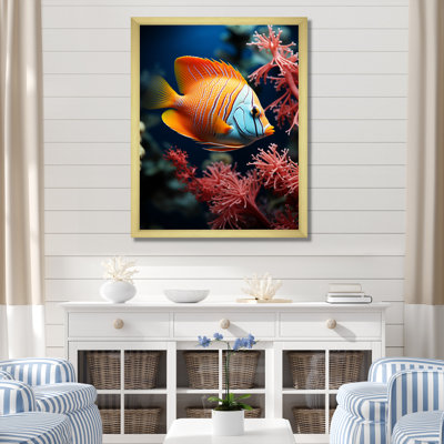 Magnifiques poissons-papillons bleus et oranges - impressions sur toile plage et océan