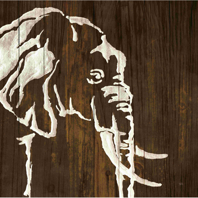 «White Elephant on Dark Wood» par Chris Paschke - reproduction d'art sur toile tendue, H 30 po x l 30 po x P 1,25 po, Non