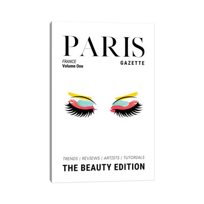 Paris Gazette Makeup Magazine Cover With Colorful Eyeshadow And Lashes by Design Harvest - Wrapped Canvas Print