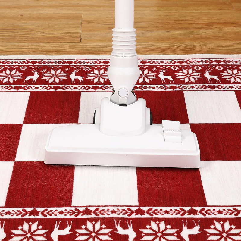 Runner Rug, Washable Christmas Checkered Rug, Non Slip Low Pile Carpet for Entryway or Kitchen, Runner 2' x 6'