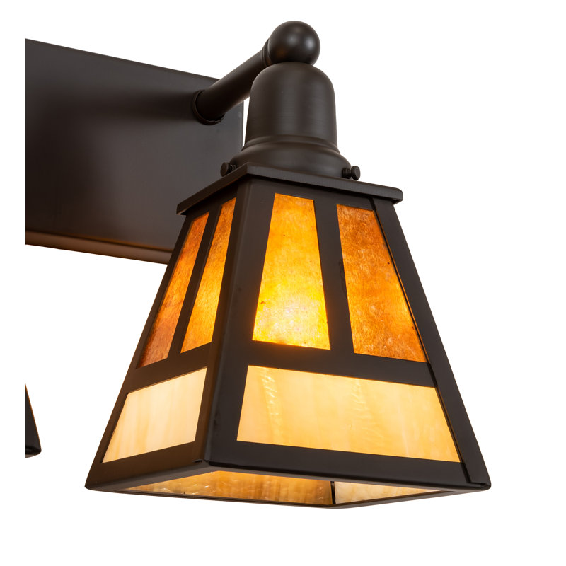 "T" Mission 3-Light Vanity Light, 10" H x 24" W x 8" D, Amber, Oil Rubbed Bronze